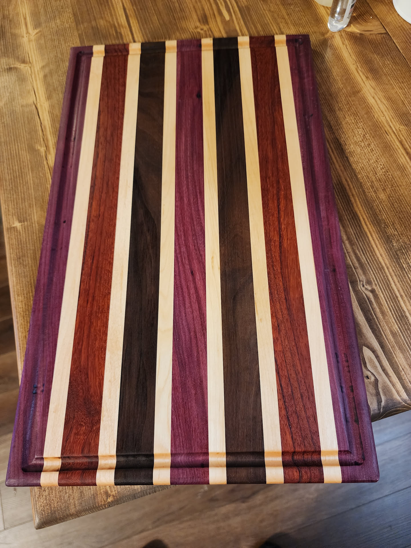 Walnut, Maple, Purpleheart, and Padauk Cutting Board