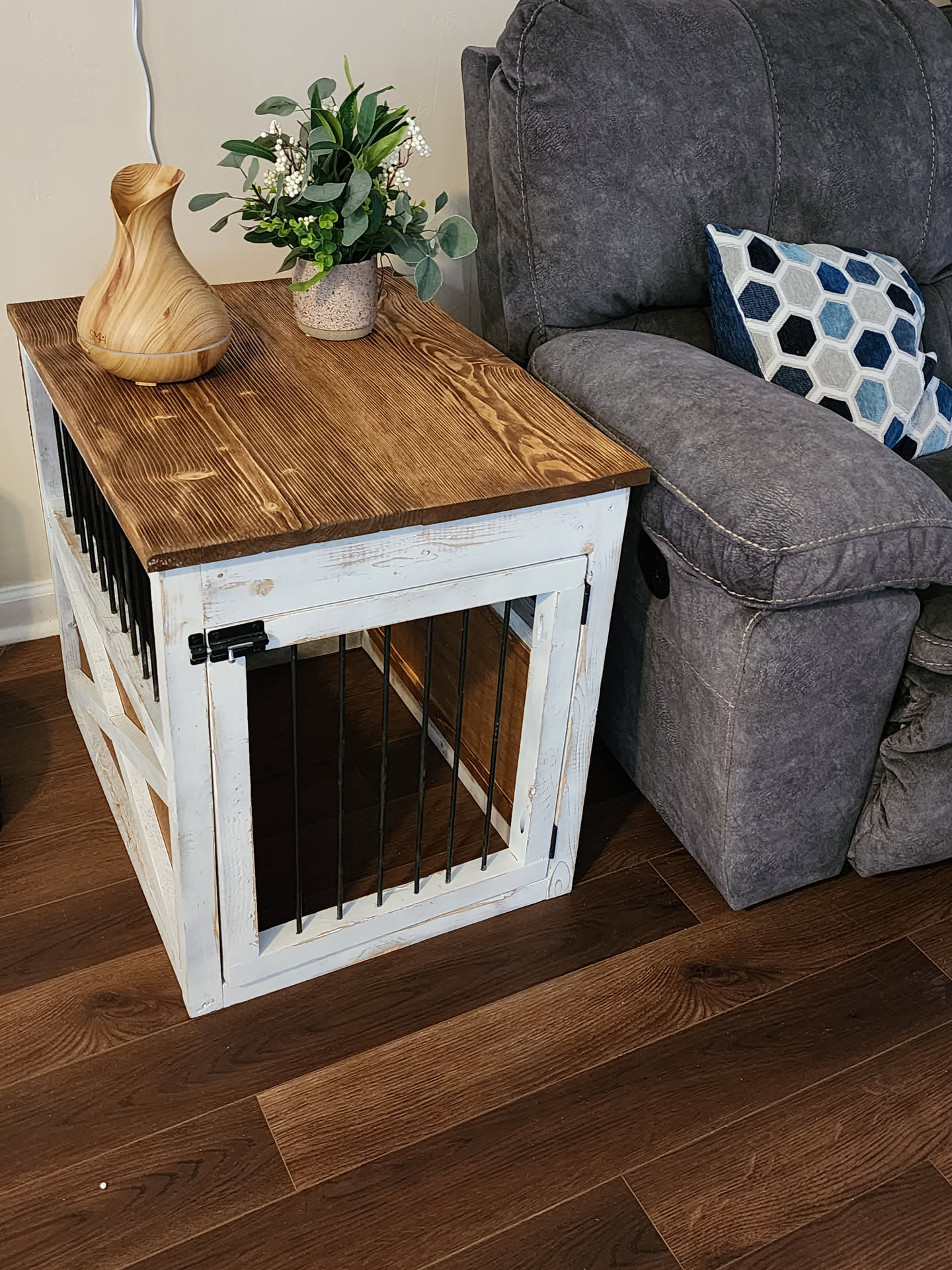 Farmhouse Dog Crate End Table - inside view